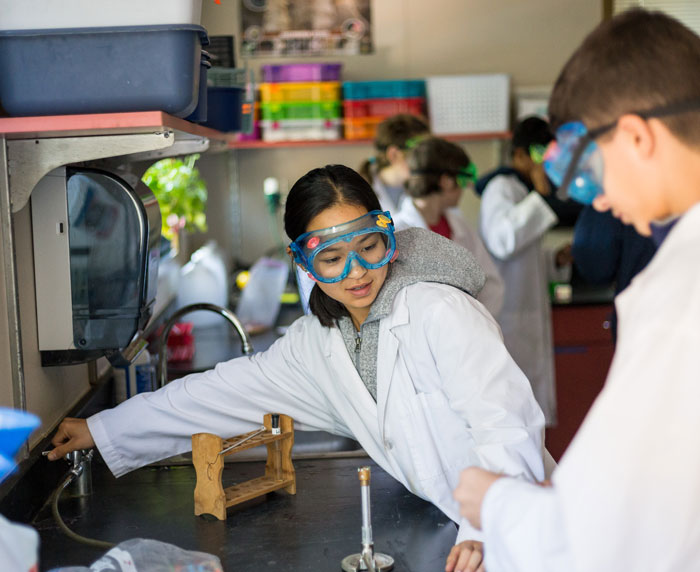 chemistry lab, students